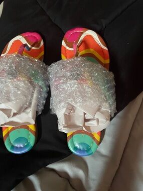 Colorful Rainbow Slide Sandals - Pink, Orange, Yellow, Green, Blue